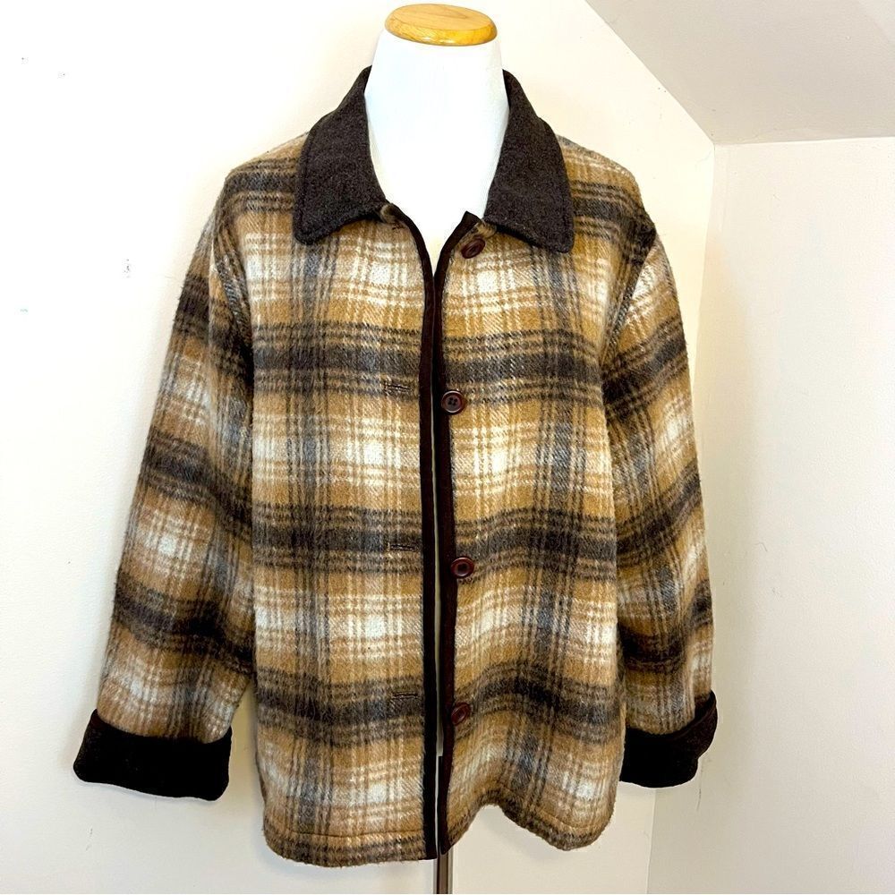 Norton McNaughton Vintage Brown Plaid Shacket Wool Blend XL